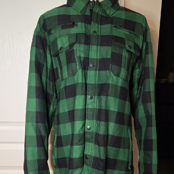 Vance Leather XL Power Skin Green and Black Plaid Men's Jacket